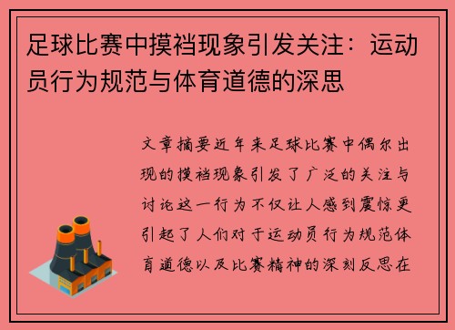 足球比赛中摸裆现象引发关注：运动员行为规范与体育道德的深思